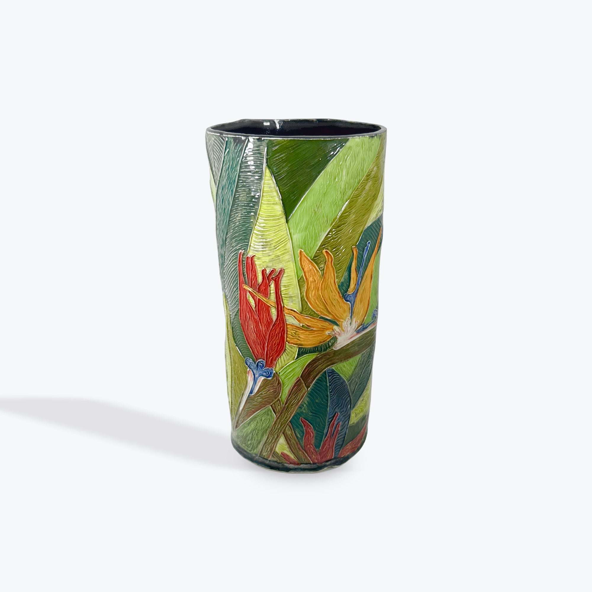 Pottery Vase - Birds of Paradise